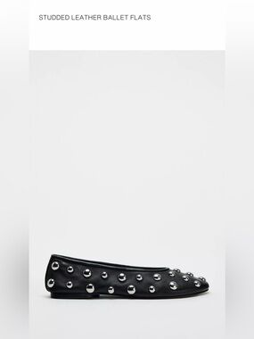 Zara Black Studded Leather Ballet Flats 39